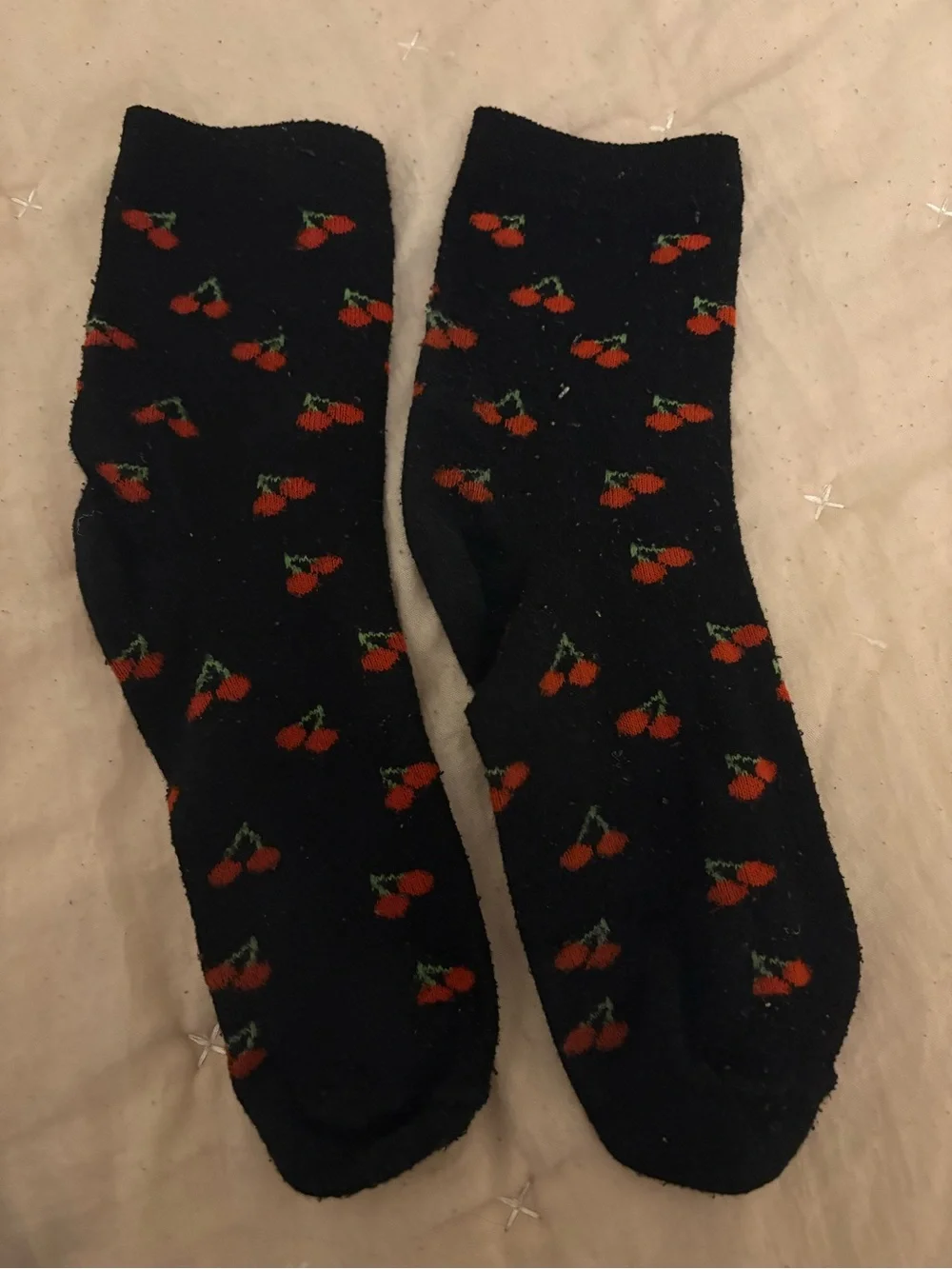 Women’s Black Red Cherry Socks